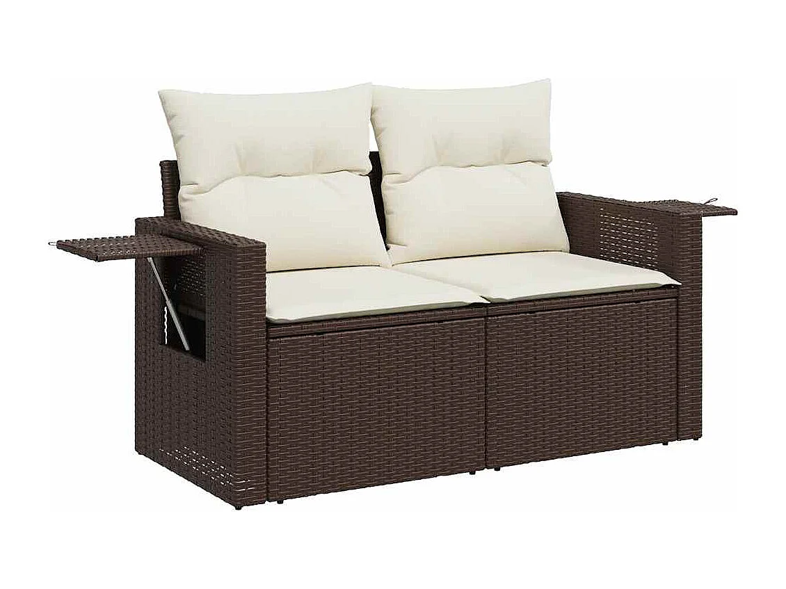Garden Furniture - Salon de jardin 10 pcs avec coussins marron résine tressée