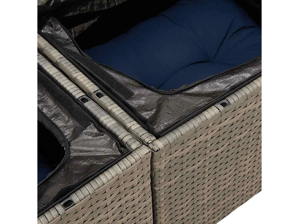 Garden Furniture - 10-tlg. Garten-Sofagarnitur mit Kissen Grau Poly Rattan