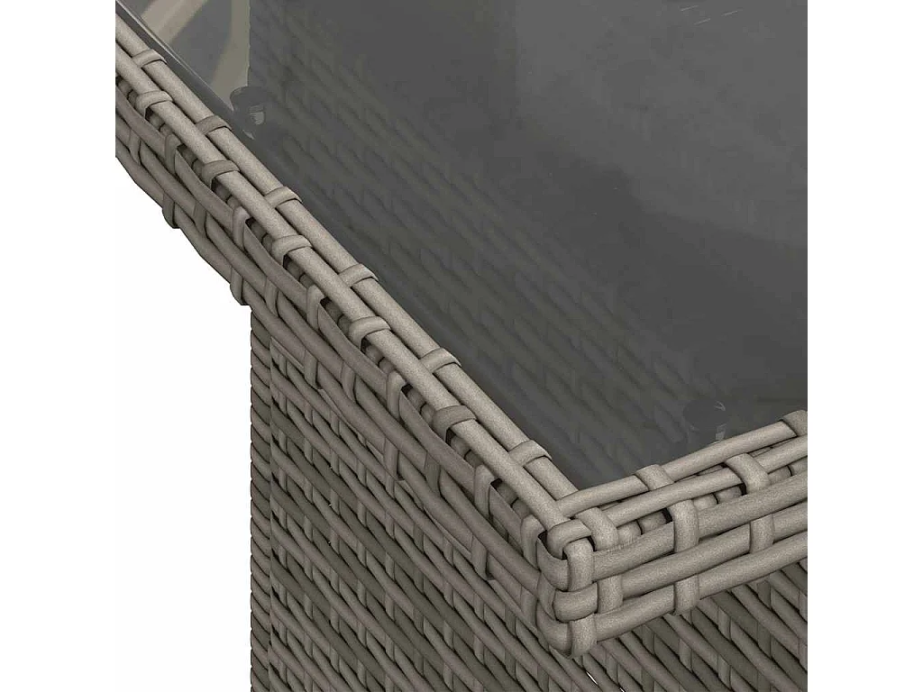 Garden Furniture - 11-tlg. Garten-Sofagarnitur mit Kissen Grau Poly Rattan Akazie