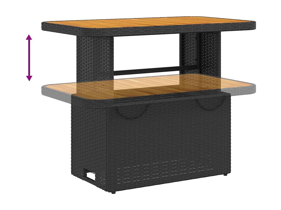 2 pcs conjunto sofás de jardim com almofadões vime PE preto