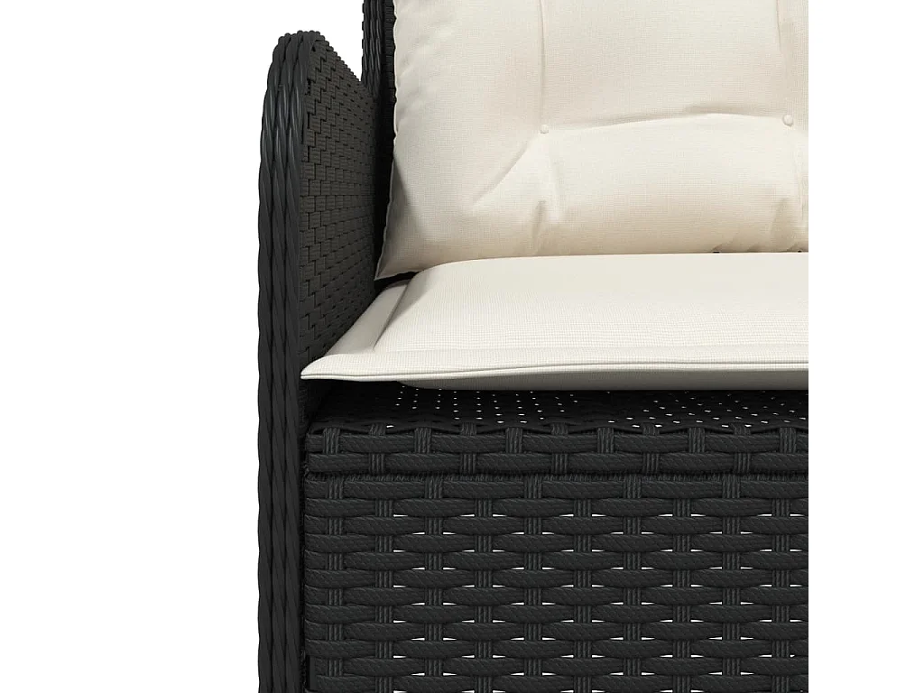 2 pcs conjunto sofás de jardim com almofadões vime PE preto