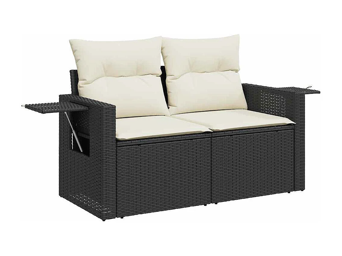 Garden Furniture - 10-delige Loungeset met kussens poly rattan zwart
