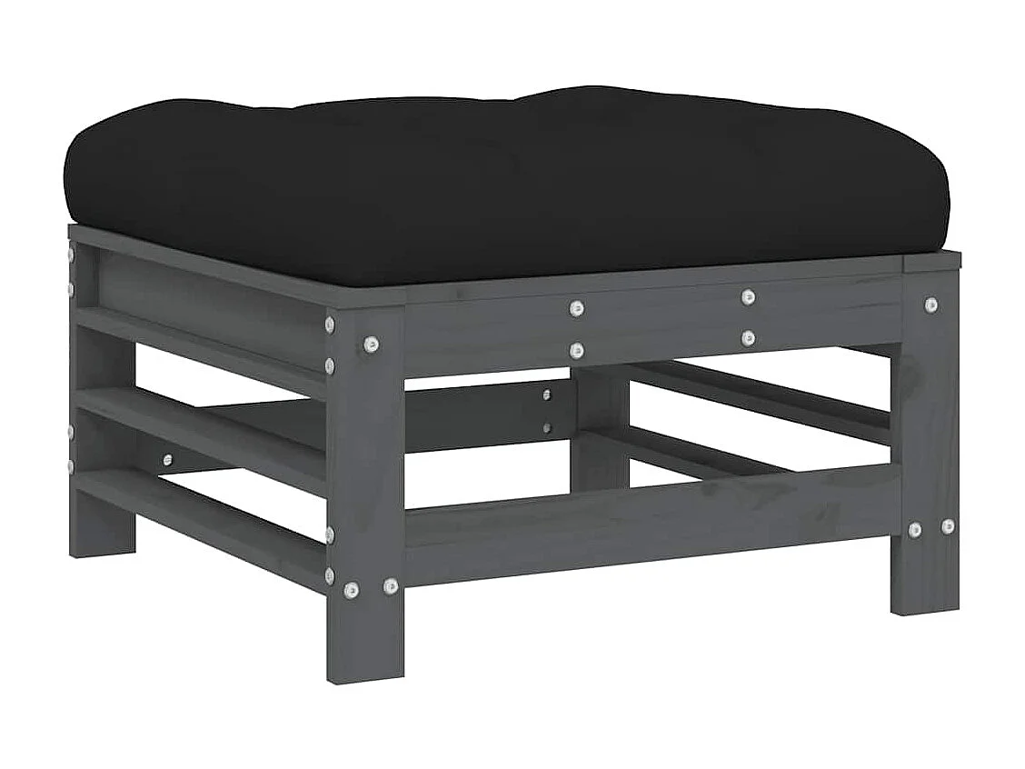 10pcs conjunto lounge jardim c/ almofadões madeira maciça cinza
