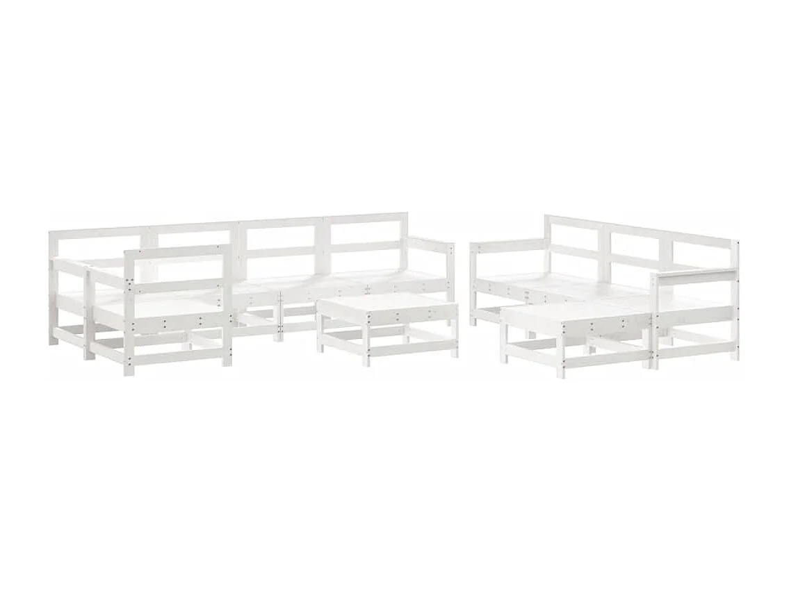 10pcs conjunto lounge jardim c/almofadões madeira maciça branco