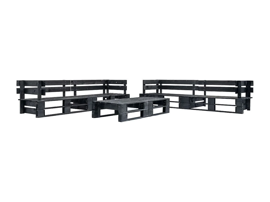 Garden Furniture - Set Divani da Giardino su Pallet 6 pz Nero in Legno