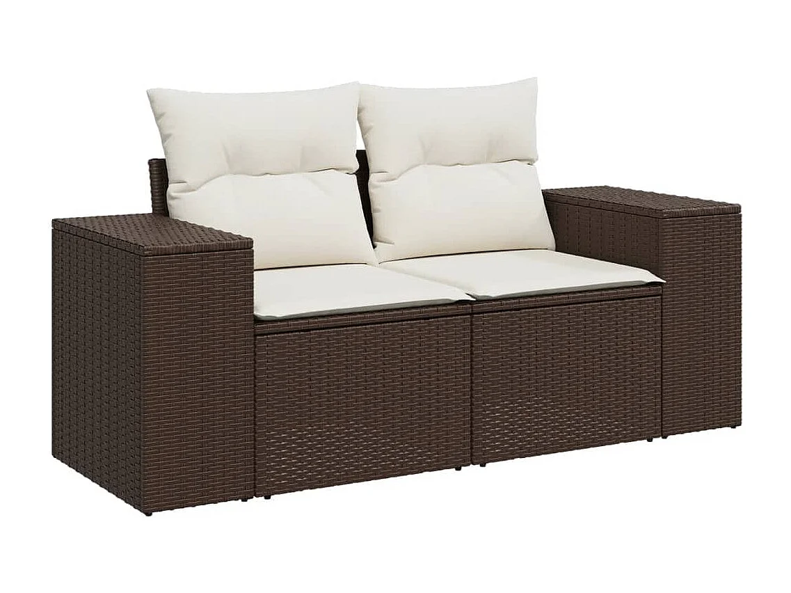 Garden Furniture - Salon de jardin 10 pcs avec coussins marron résine tressée