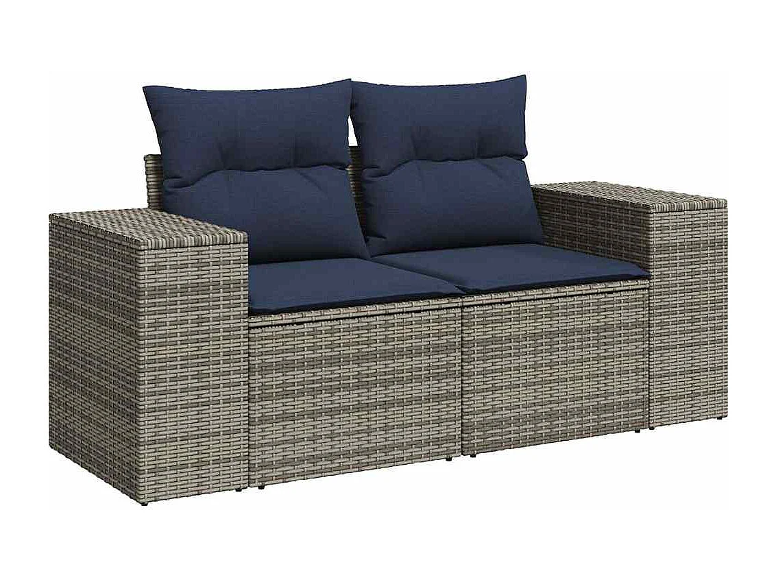 Garden Furniture - Set Divani Giardino 11 pz con Cuscini Polyrattan Acacia Grigio