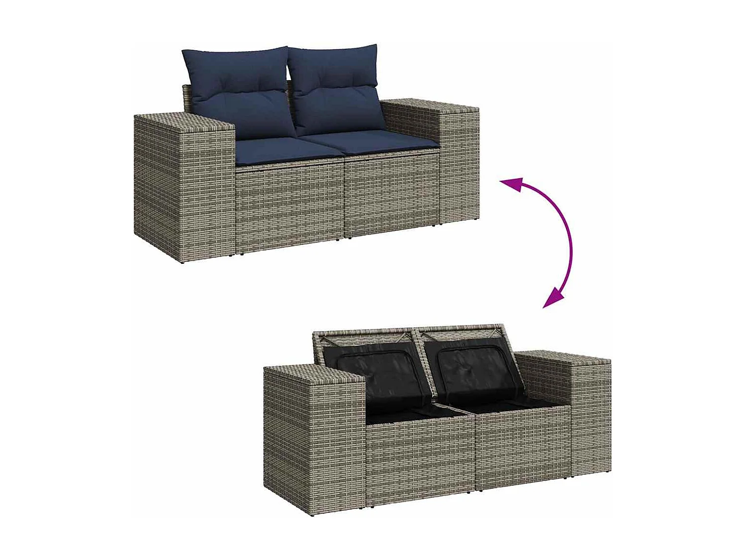 Garden Furniture - Set Divani Giardino 11 pz con Cuscini Polyrattan Acacia Grigio