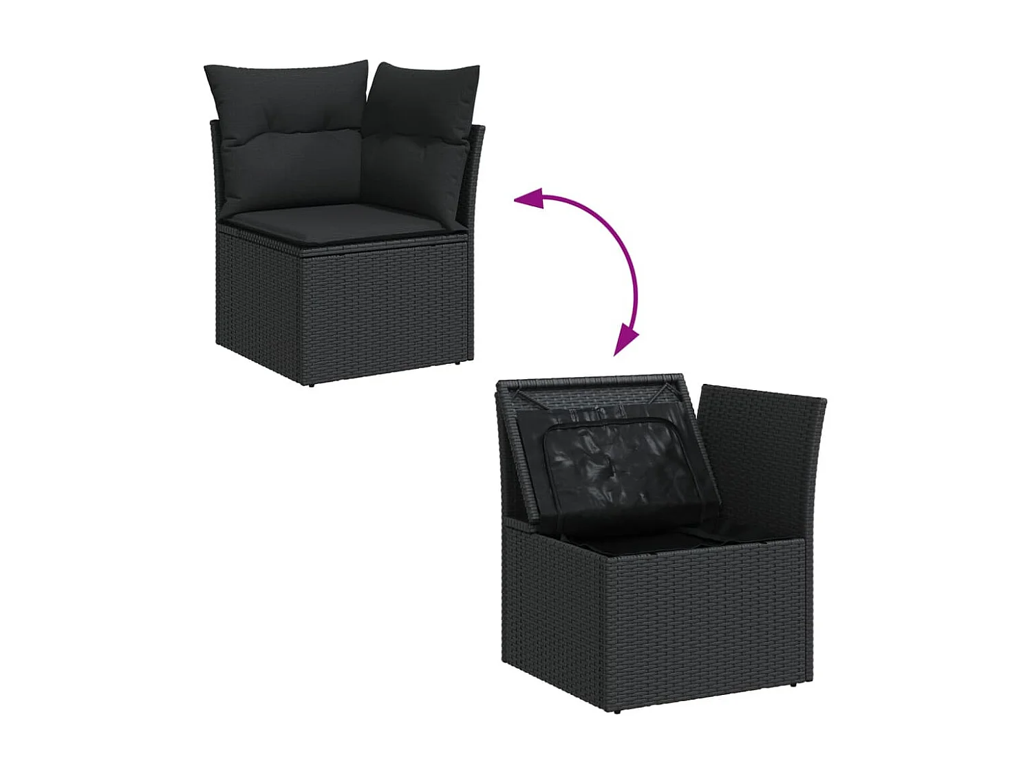 Garden Furniture - Set Divani da Giardino 10pz con Cuscini in Polyrattan Nero