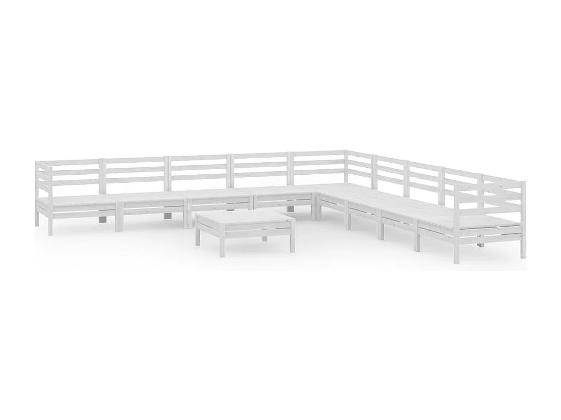 10 pcs conjunto lounge de jardim pinho maciço branco