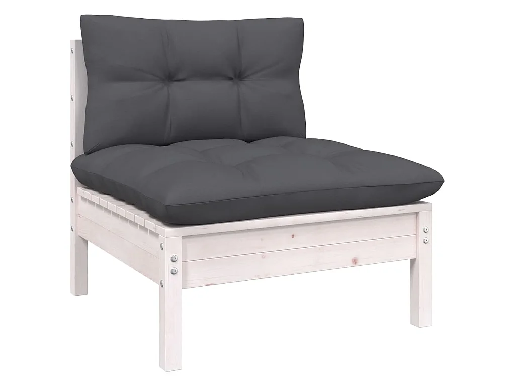 10 pcs conj. lounge de jardim c/ almofadões pinho maciço branco