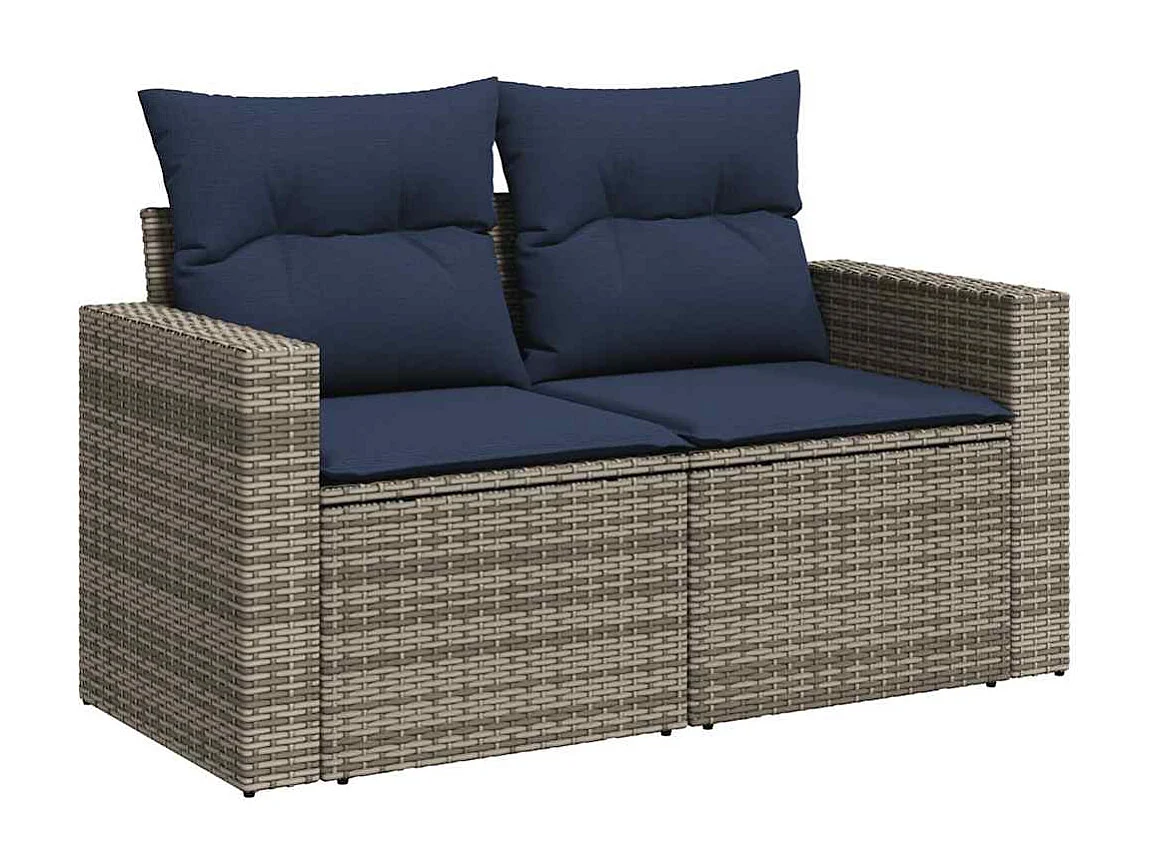 Garden Furniture - Salon de jardin 10 pcs avec coussins gris résine tressée