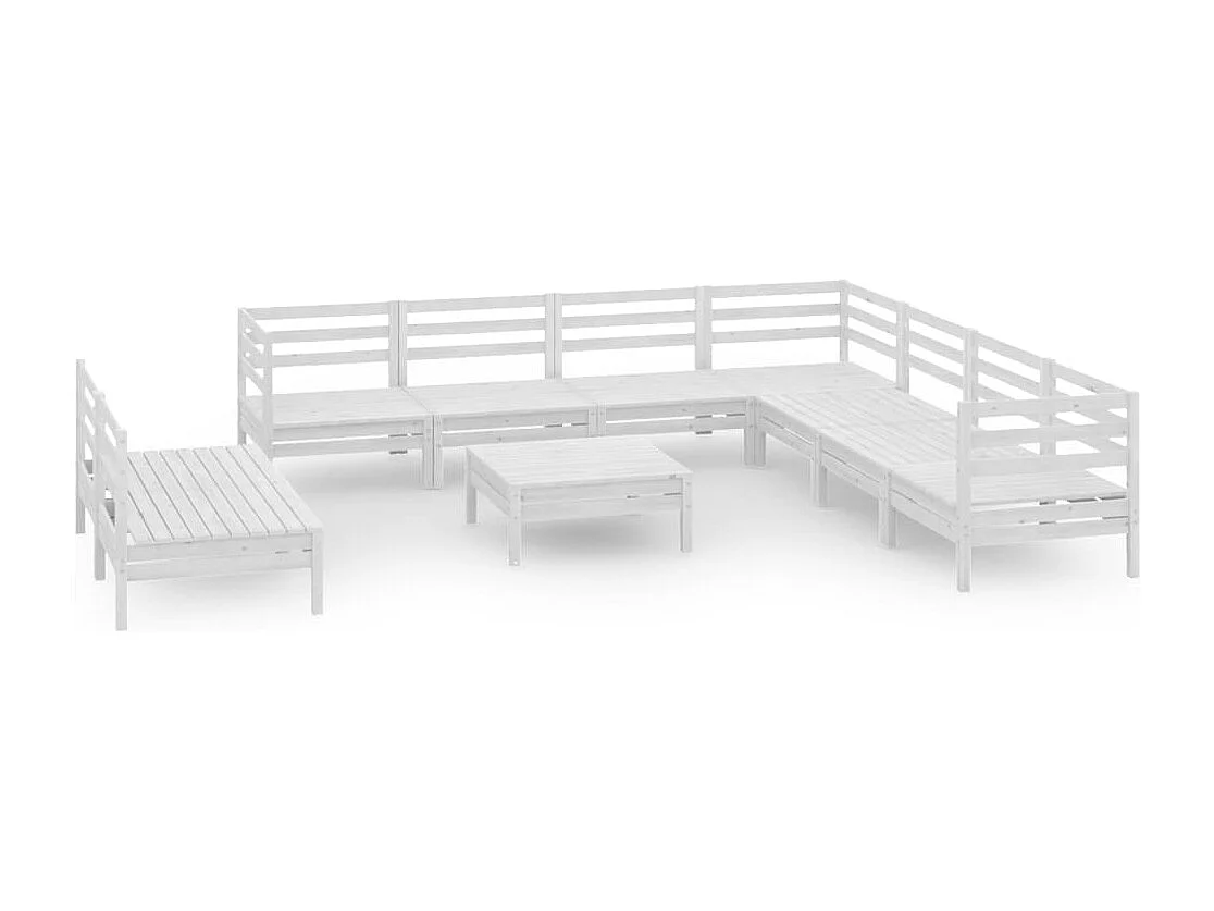 10 pcs conjunto lounge de jardim pinho maciço branco