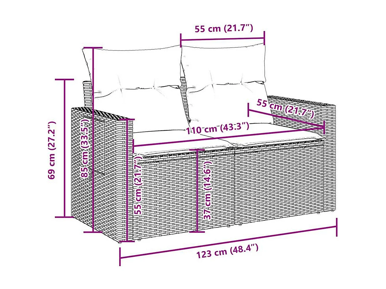 Garden Furniture - Salon de jardin 10 pcs avec coussins marron résine tressée