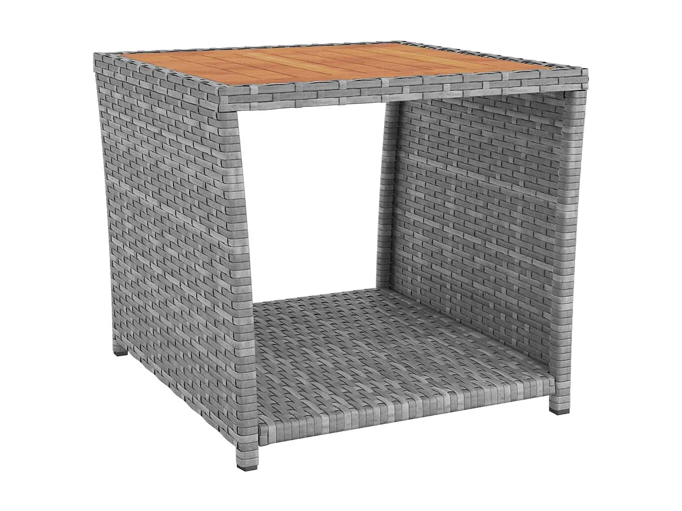 Garden Furniture - 2-tlg. Garten-Lounge-Set Grau Poly Rattan & Massivholz Akazie