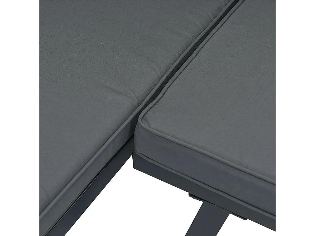 Garden Furniture - Set Panche Giardino Cuscini 8pz Nere Acciaio Verniciato Polvere
