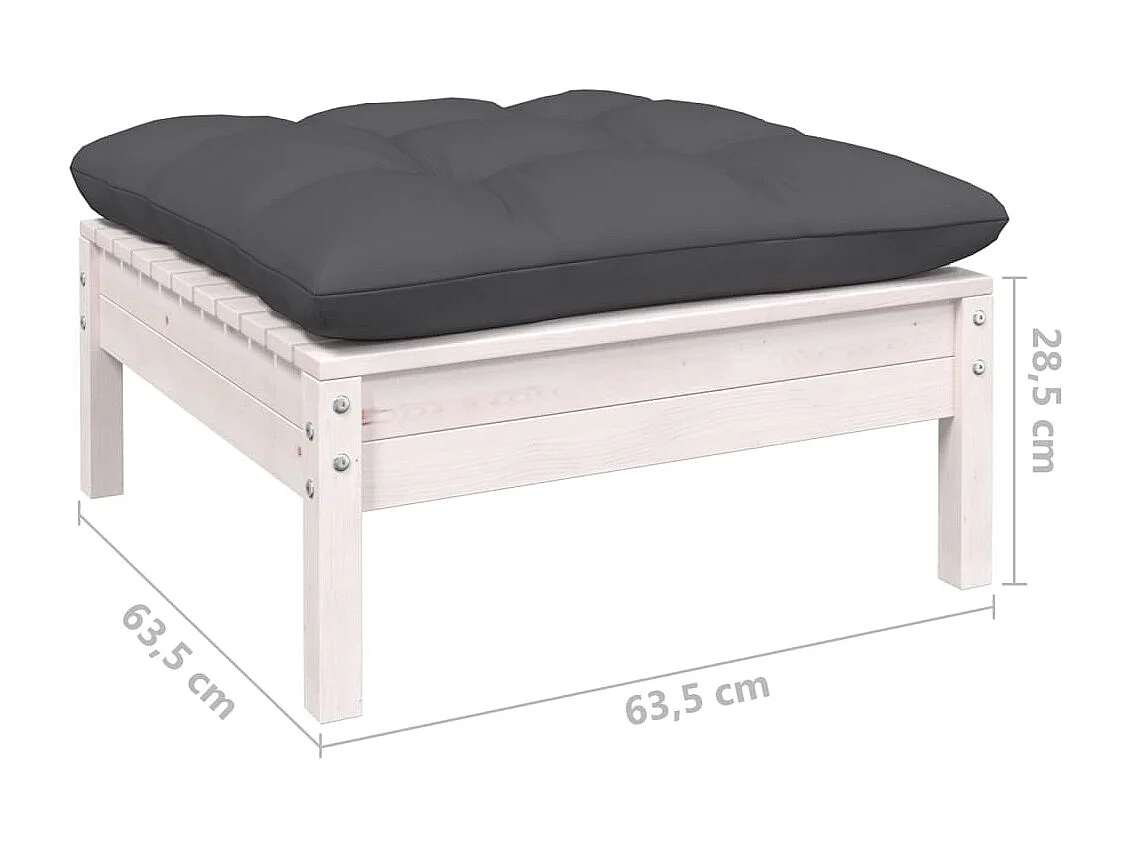10 pcs conj. lounge de jardim c/ almofadões pinho maciço branco