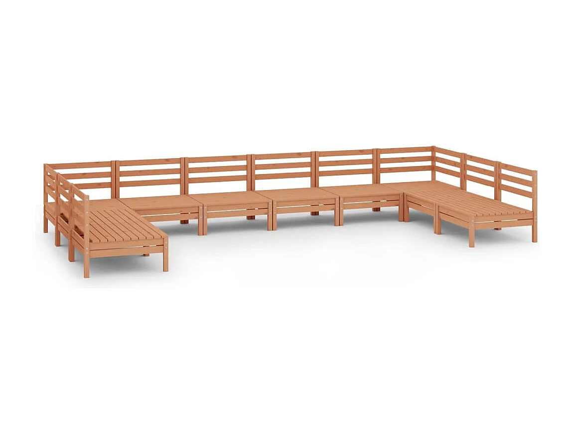 10 pcs conjunto lounge de jardim pinho maciço castanho mel