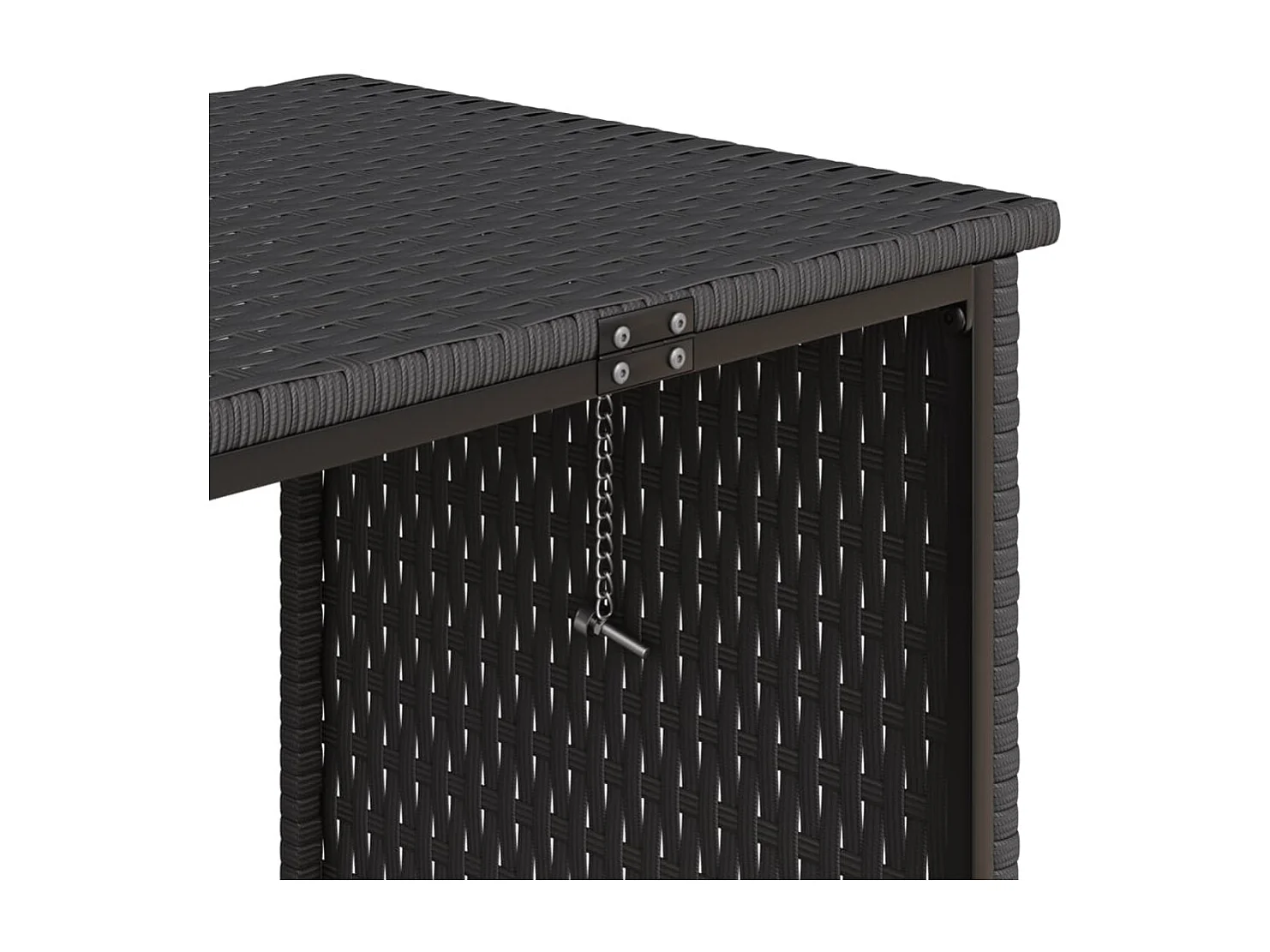 Garden Furniture - Gartensofa in L-Form mit Tisch und Kissen Schwarz Poly Rattan