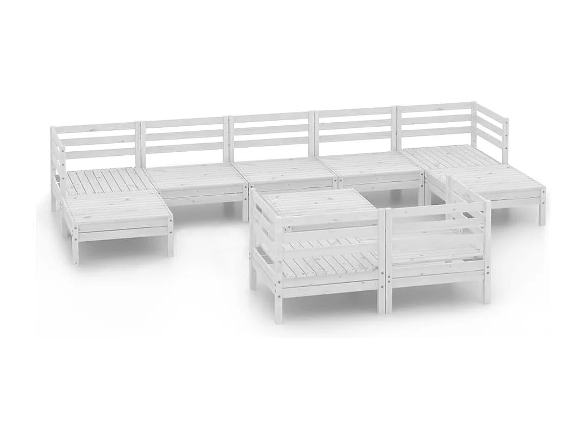 10 pcs conjunto lounge de jardim pinho maciço branco