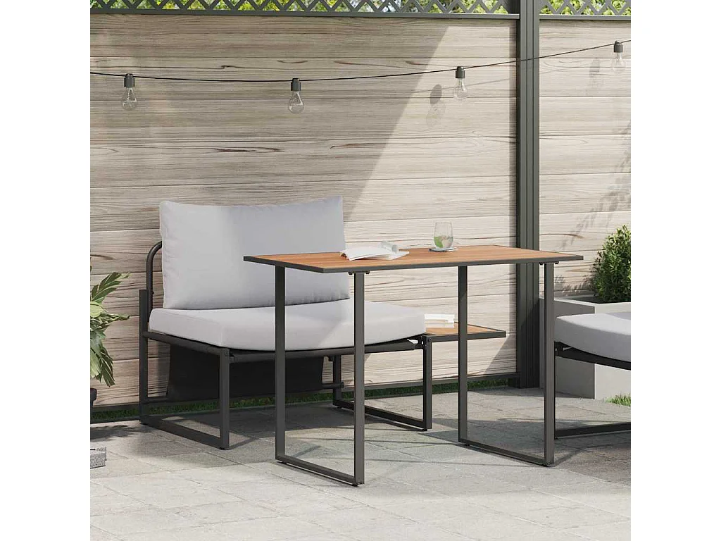 Garden Furniture - Outdoor-Stahl-Sitzmöbel 2 pcs Hellgrau Stahl