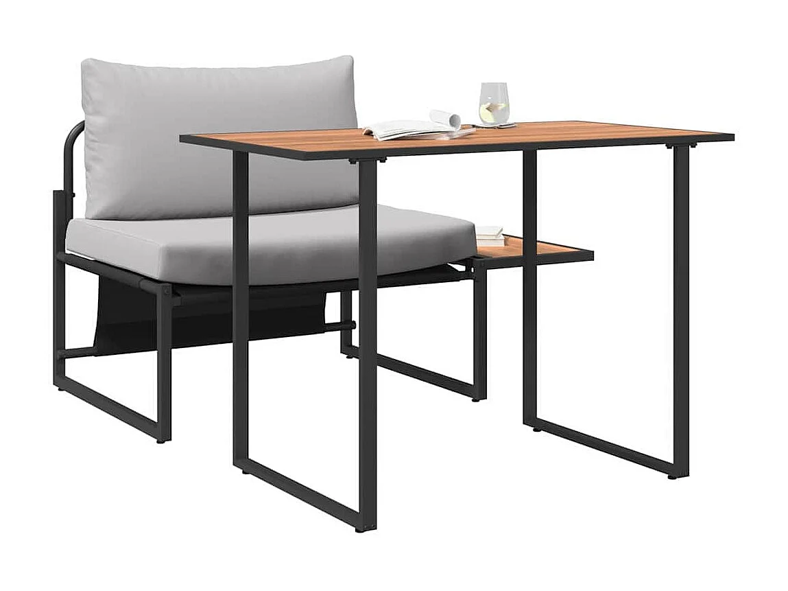 Garden Furniture - Outdoor-Stahl-Sitzmöbel 2 pcs Hellgrau Stahl