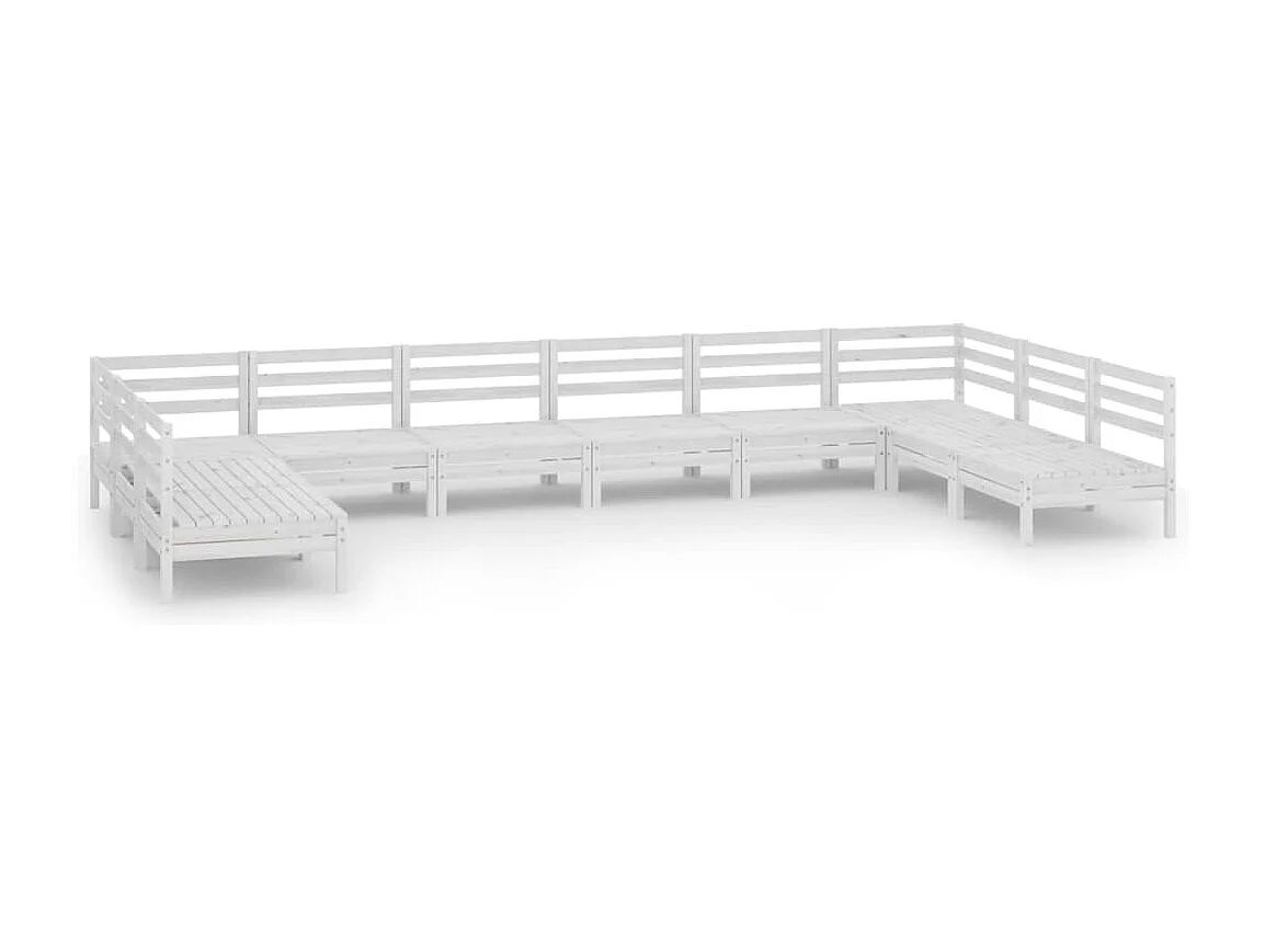 10 pcs conjunto lounge de jardim pinho maciço branco