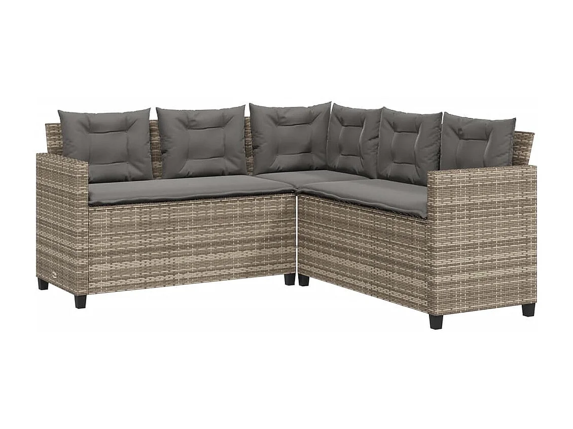 Garden Furniture - Divano da Giardino con Tavolo e Cuscini a L Grigio Polyrattan