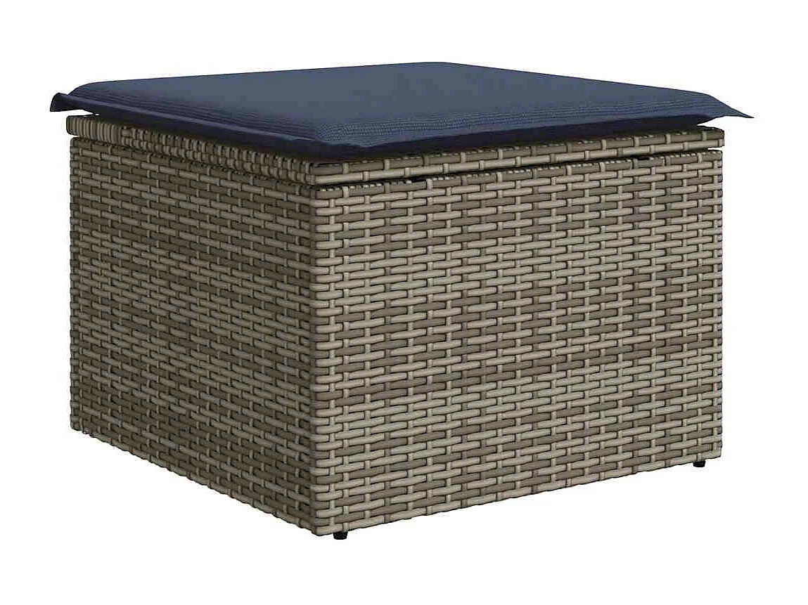 Garden Furniture - 11-tlg. Garten-Sofagarnitur mit Kissen Grau Poly Rattan Akazie