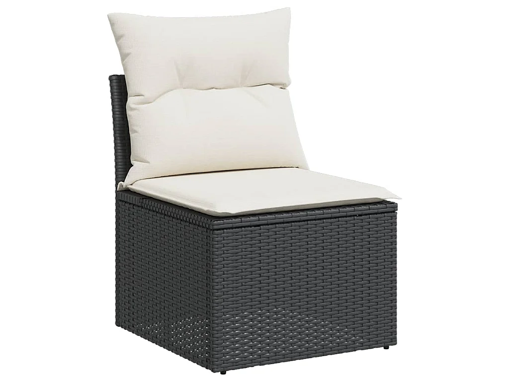 Garden Furniture - Salon de jardin 10 pcs avec coussins noir résine tressée