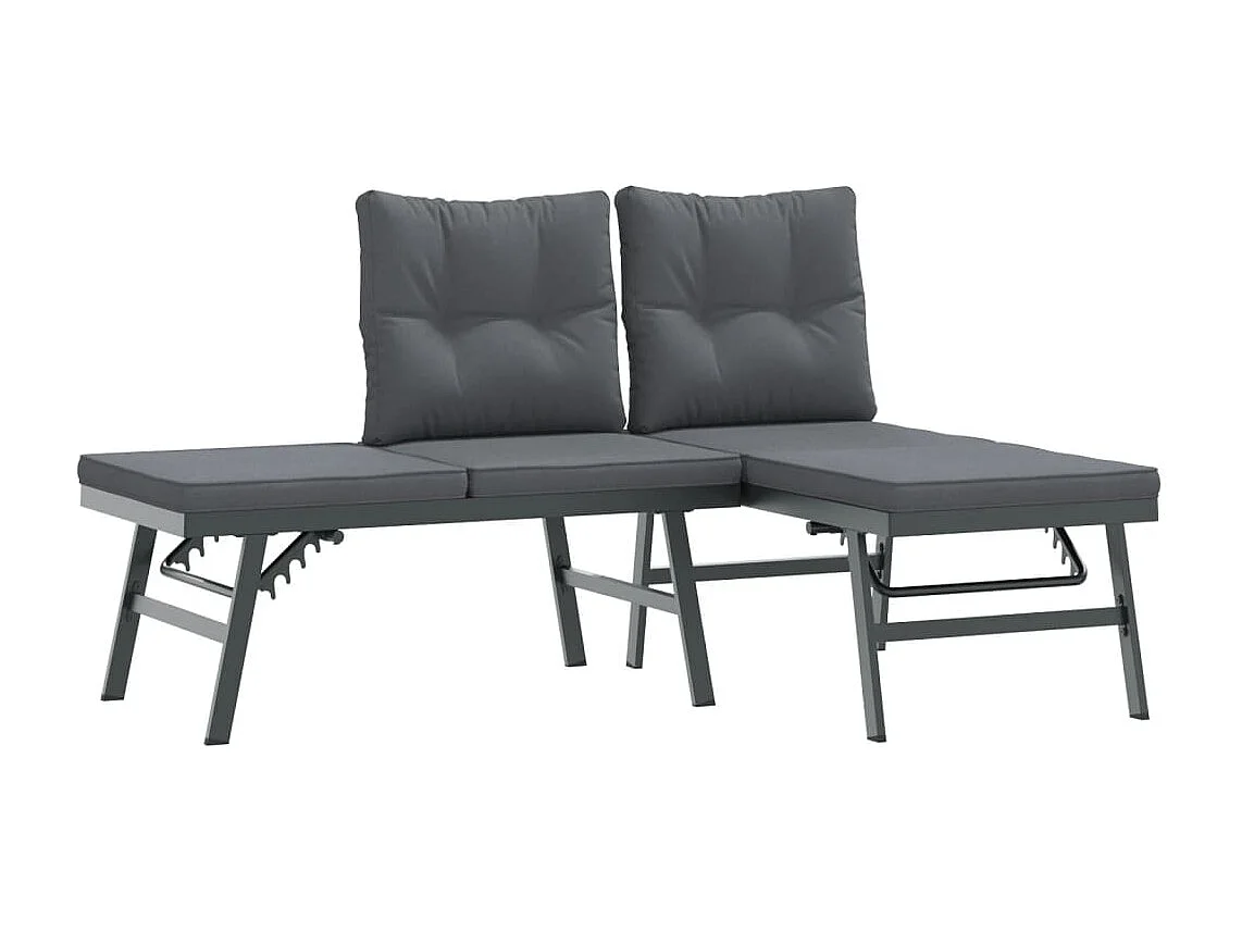 Garden Furniture - 3-tlg. Garten-Sitzgruppe mit Kissen Schwarz Stahl