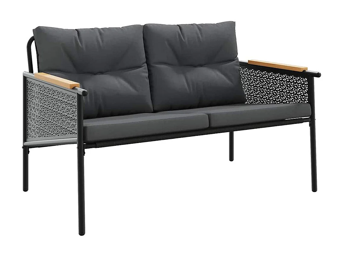 5 pcs conjunto mobiliário de varanda com almofadões aço preto