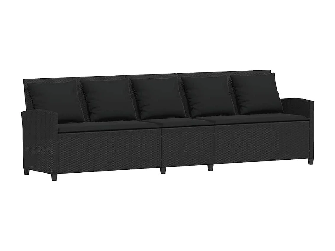 Garden Furniture - Canapé de jardin avec coussins Noir Résine tressée