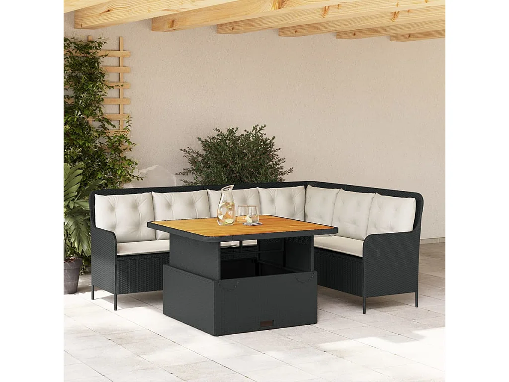 Garden Furniture - Set Divani da Giardino 2 pz con Cuscini in Polyrattan Nero