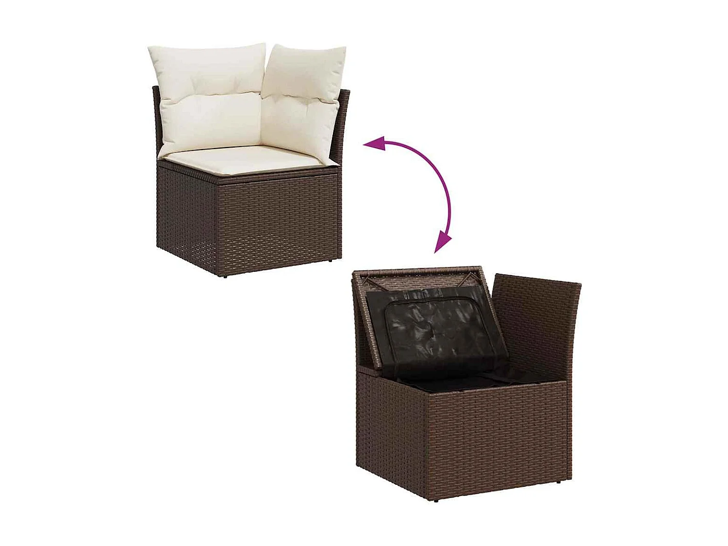 Garden Furniture - Salon de jardin 10 pcs avec coussins marron résine tressée