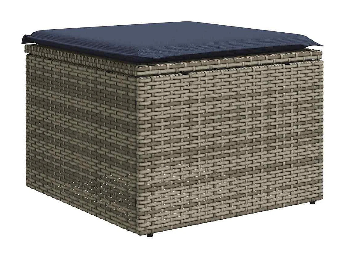 Garden Furniture - 10-tlg. Garten-Sofagarnitur mit Kissen Grau Poly Rattan