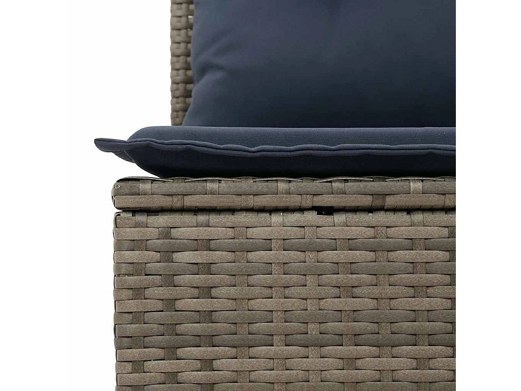 Garden Furniture - 10-tlg. Garten-Sofagarnitur mit Kissen Grau Poly Rattan
