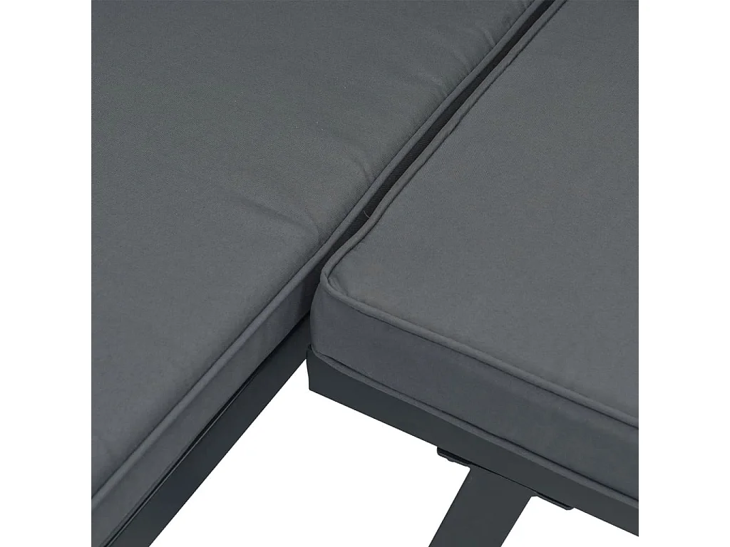 Garden Furniture - Set Panche Giardino Cuscini 7pz Nere Acciaio Verniciato Polvere