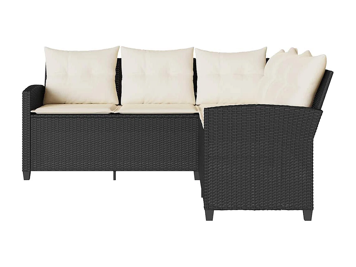 Garden Furniture - L-förmiges Couchsofa mit Kissen Schwarzes Polyrattan