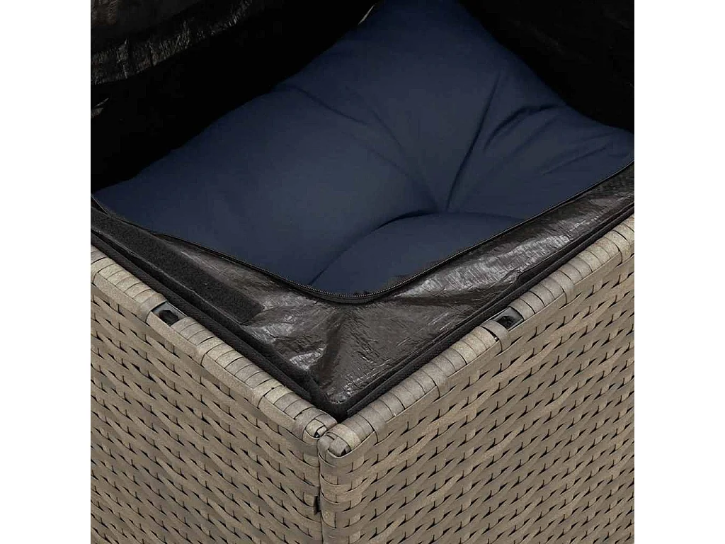 Garden Furniture - 10-tlg. Garten-Sofagarnitur mit Kissen Grau Poly Rattan