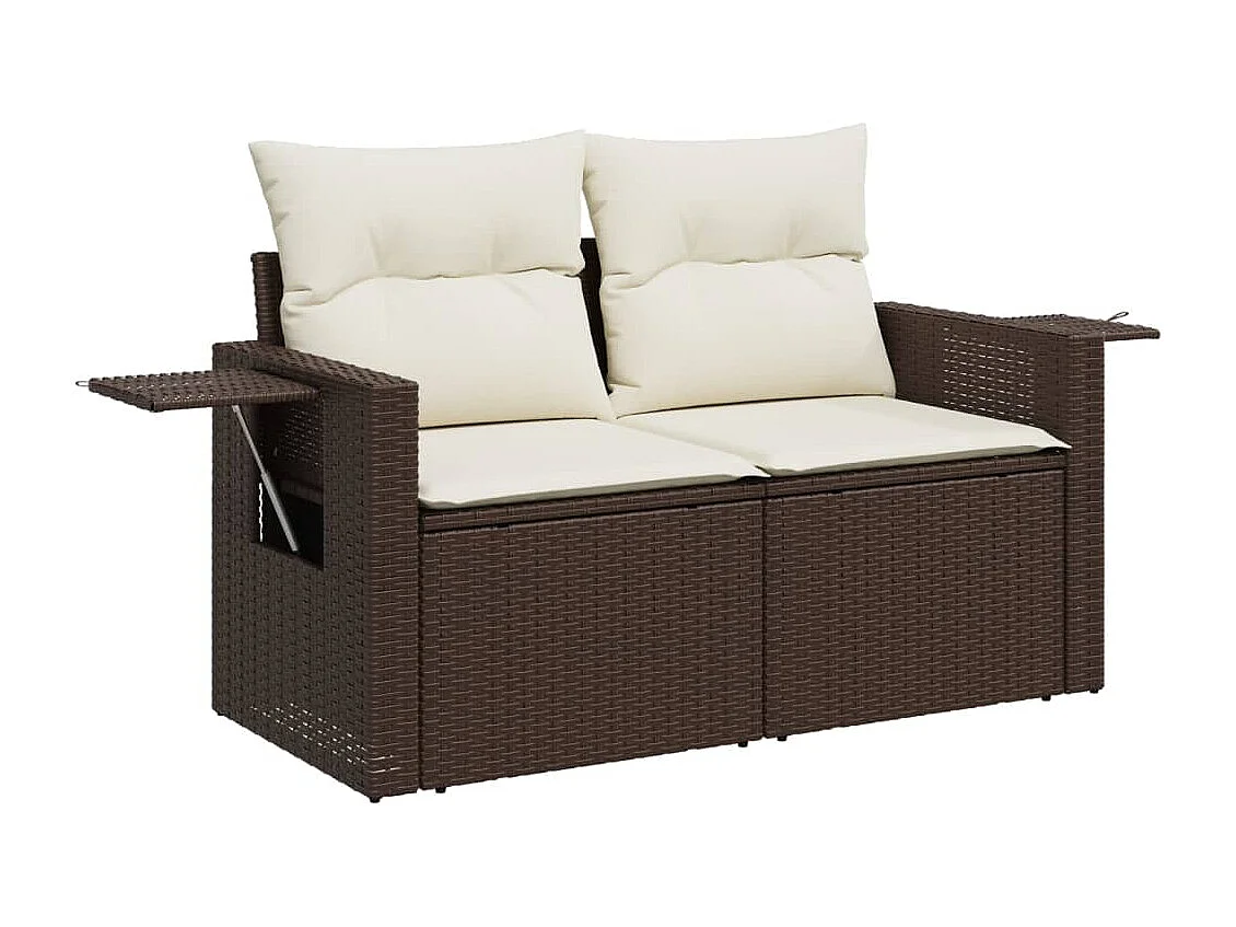 Garden Furniture - Salon de jardin 10 pcs avec coussins marron résine tressée