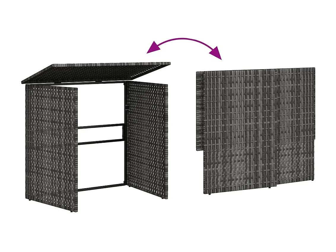 Garden Furniture - Gartensofa in L-Form mit Tisch und Kissen Grau Poly Rattan