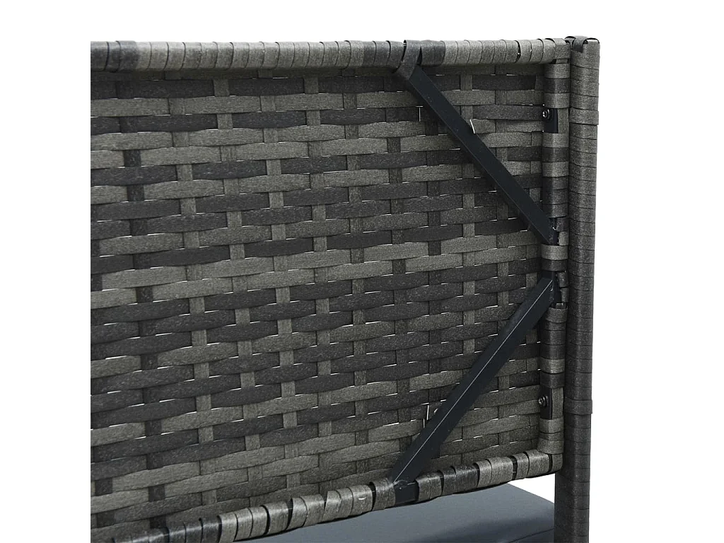 Garden Furniture - Gartensofa in L-Form mit Tisch und Kissen Grau Poly Rattan