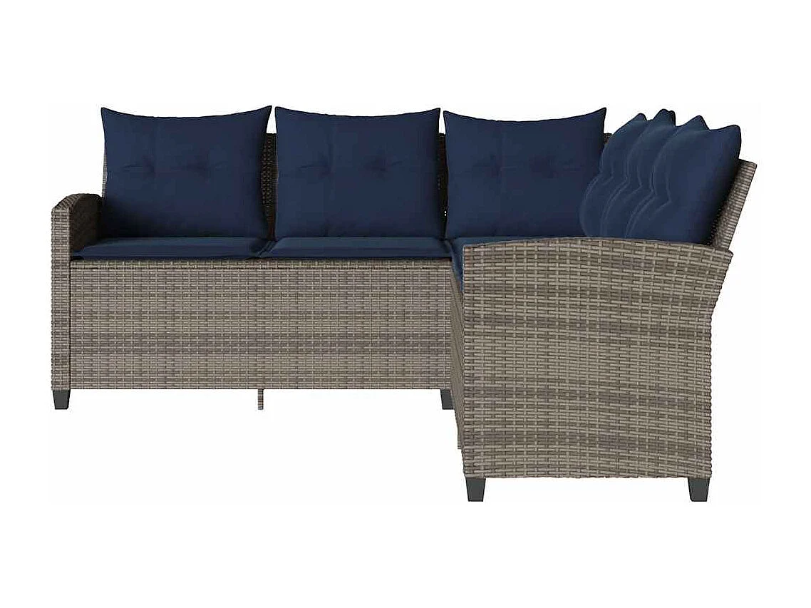 Garden Furniture - L-förmiges Couchsofa mit Kissen Graues Polyrattan