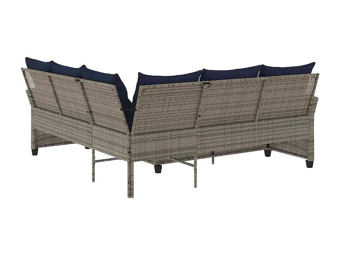 Garden Furniture - L-förmiges Couchsofa mit Kissen Graues Polyrattan