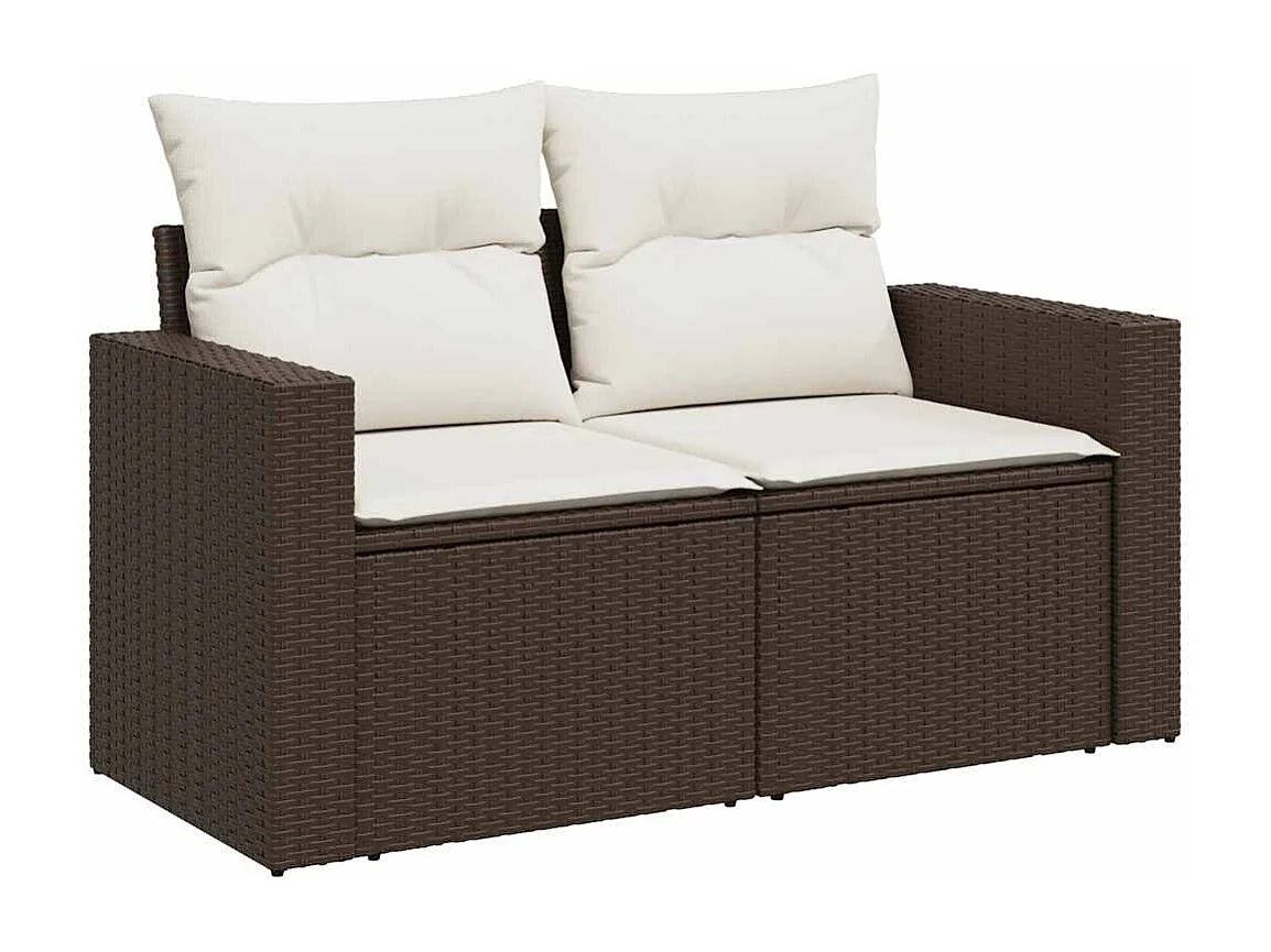 Garden Furniture - Salon de jardin 10 pcs avec coussins marron résine tressée