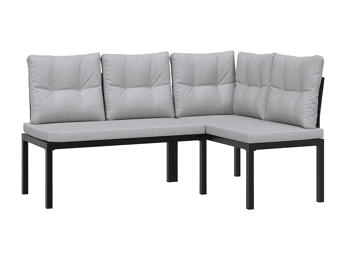 Garden Furniture - Gartenbank-Set 3-tlg. Schwarz Pulverbeschichteter Stahl