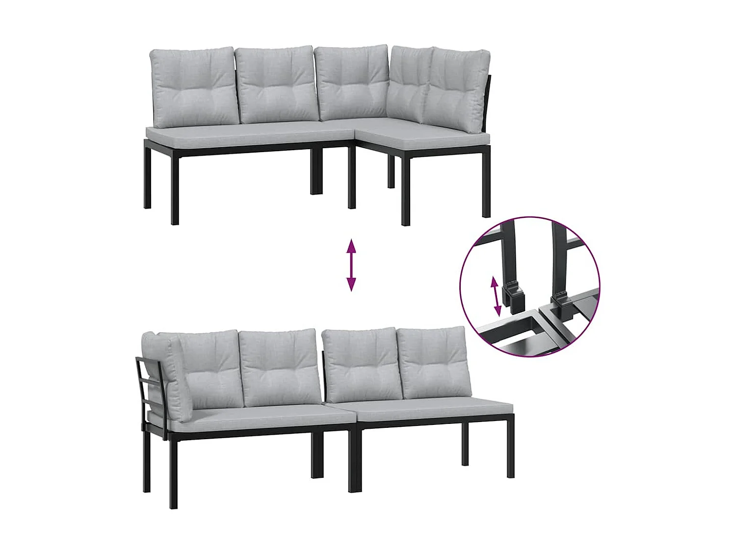 Garden Furniture - Gartenbank-Set 3-tlg. Schwarz Pulverbeschichteter Stahl