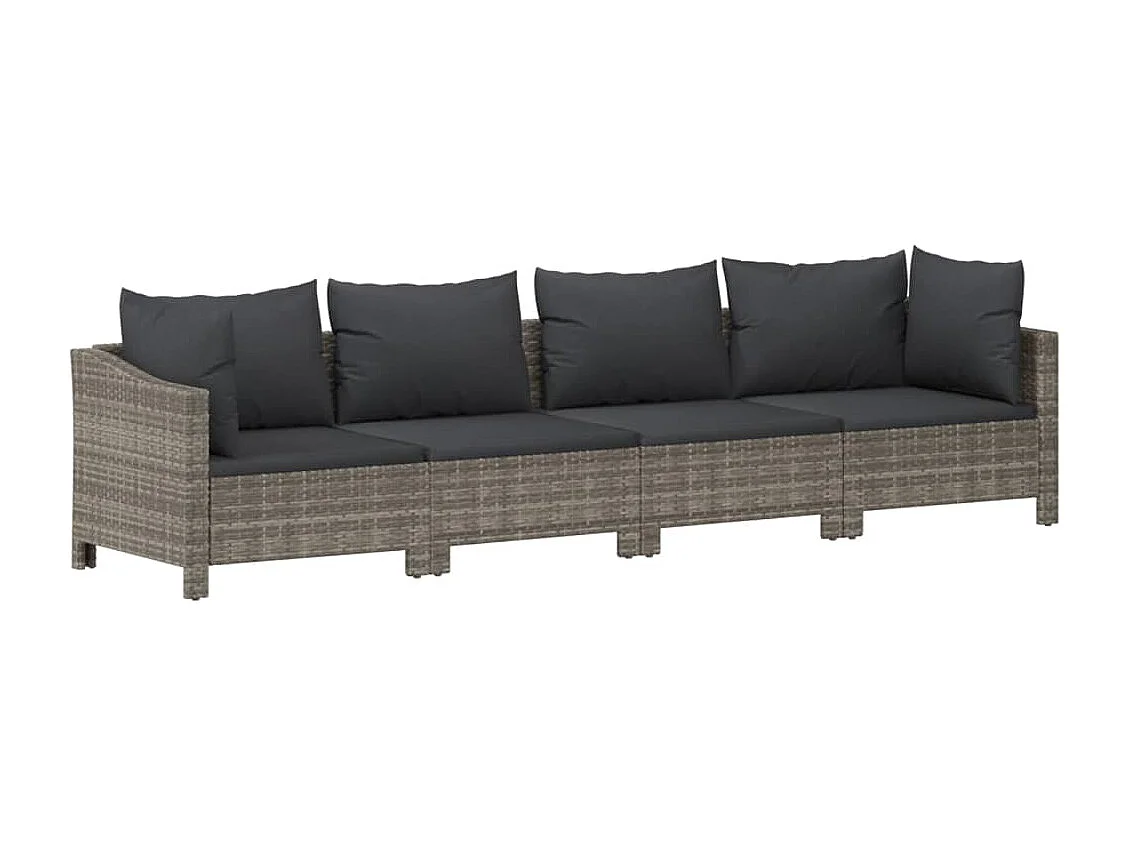 Garden Furniture - Set Divani da Giardino 10 pz con Cuscini in Polyrattan Grigio