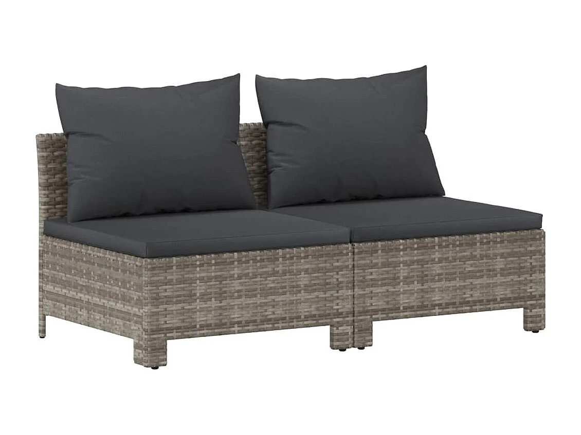 Garden Furniture - Set Divani da Giardino 10 pz con Cuscini in Polyrattan Grigio